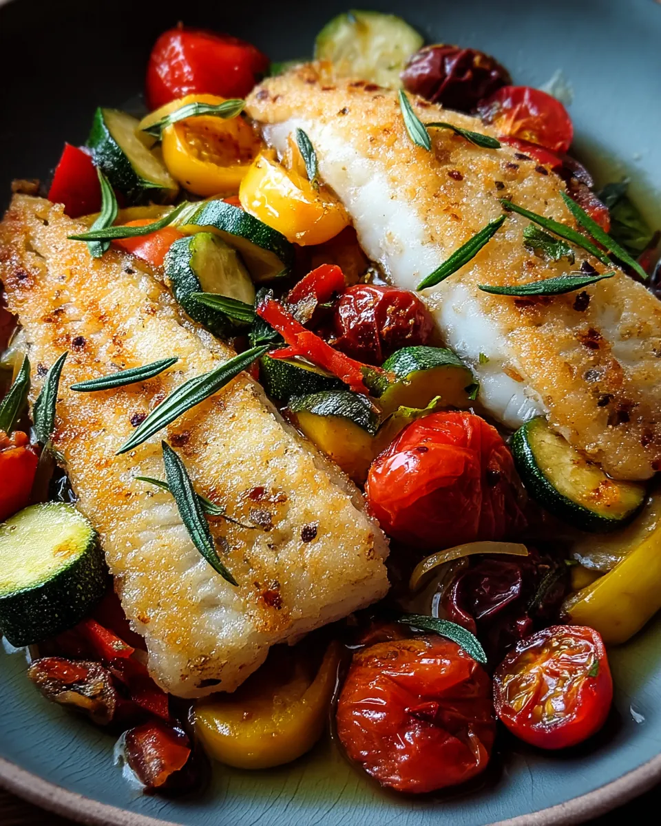 Mediterran gebackene Fischfilets mit Gemüse - Image 1