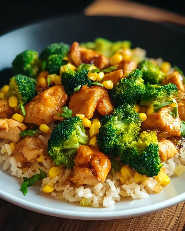 Hähnchen-Reis-Pfanne mit Brokkoli und Mais - Image 1