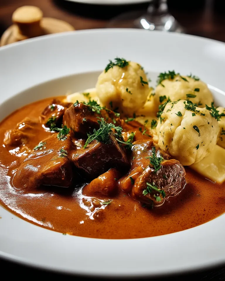 Butterzartes Rahmgulasch mit Serviettenknödel - Image 1