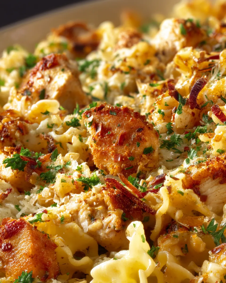 Knuspriger Nudel-Hähnchen-Auflauf mit Knoblauch und Parmesan - Image 2